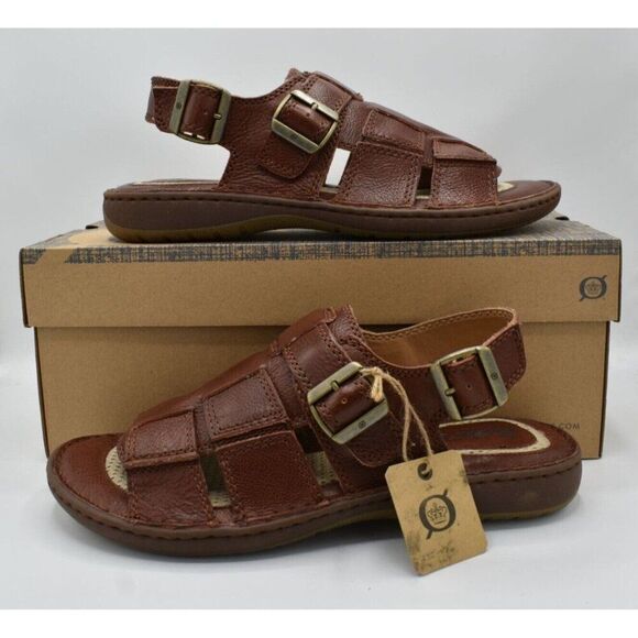 Born‎ Mens Size 13 Miguel Full Grain Leather Dark Tan Bourban Sandals Shoes main image 5